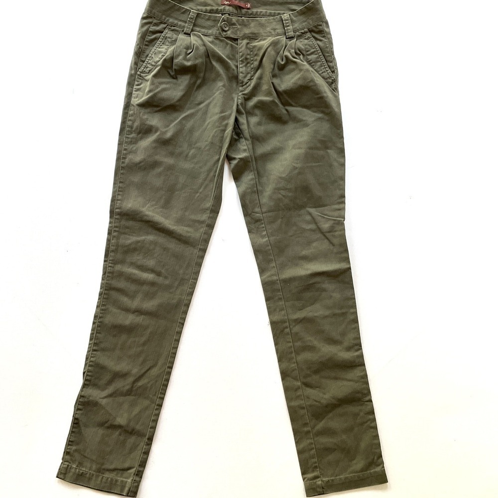 Tea Collection Pants Women's 2 31x29 Green Pleated Woven Trousers Casual Classic